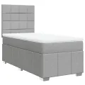 cadre de lit avec matelas Gris clair 90x200 cm Tissu