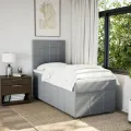 cadre de lit avec matelas Gris clair 90x200 cm Tissu