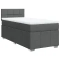 cadre de lit avec matelas Gris foncé 90x200 cm Tissu