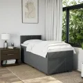 cadre de lit avec matelas Gris foncé 90x200 cm Tissu