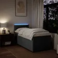 cadre de lit avec matelas Gris foncé 90x200 cm Tissu
