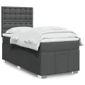 cadre de lit avec matelas Gris foncé 90x200 cm Tissu