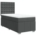cadre de lit avec matelas Gris foncé 90x200 cm Tissu