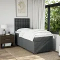 cadre de lit avec matelas Gris foncé 90x200 cm Tissu