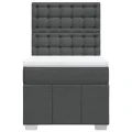 cadre de lit avec matelas Gris foncé 90x200 cm Tissu