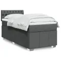 cadre de lit avec matelas Gris foncé 90x200 cm Tissu