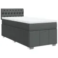 cadre de lit avec matelas Gris foncé 90x200 cm Tissu