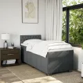 cadre de lit avec matelas Gris foncé 90x200 cm Tissu