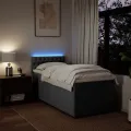 cadre de lit avec matelas Gris foncé 90x200 cm Tissu