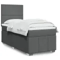 cadre de lit avec matelas Gris foncé 90x200 cm Tissu