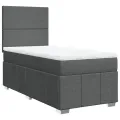 cadre de lit avec matelas Gris foncé 90x200 cm Tissu