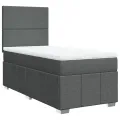 cadre de lit avec matelas Gris foncé 90x200 cm Tissu