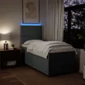 cadre de lit avec matelas Gris foncé 90x200 cm Tissu