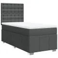 cadre de lit avec matelas Gris foncé 90x200 cm Tissu