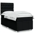 cadre de lit avec matelas Noir 90x190 cm Tissu