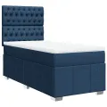 cadre de lit avec matelas Bleu 90x200 cm Tissu