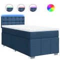 cadre de lit avec matelas Bleu 90x200 cm Tissu