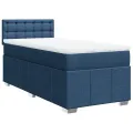 cadre de lit avec matelas Bleu 90x200 cm Tissu