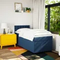 cadre de lit avec matelas Bleu 90x200 cm Tissu