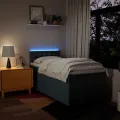 cadre de lit avec matelas Bleu 90x200 cm Tissu