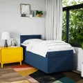 cadre de lit avec matelas Bleu 90x200 cm Tissu