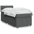 cadre de lit et matelas Gris foncé 90x190 cm Tissu