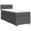 cadre de lit et matelas Gris foncé 90x190 cm Tissu