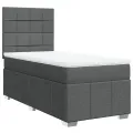 cadre de lit et matelas Gris foncé 90x190 cm Tissu