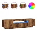 Meuble TV avec lumières LED vieux bois bois d'ingénierie