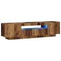 Meuble TV avec lumières LED vieux bois bois d'ingénierie