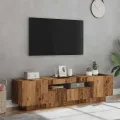 Meuble TV avec lumières LED vieux bois bois d'ingénierie