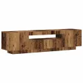 Meuble TV avec lumières LED vieux bois bois d'ingénierie