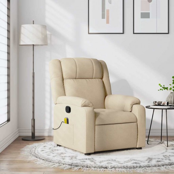 Fauteuil de massage inclinable Crème Tissu