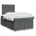cadre de lit avec matelas gris foncé 120x190cm tissu