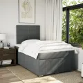 cadre de lit avec matelas gris foncé 120x190cm tissu