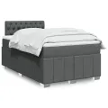 cadre de lit avec matelas gris foncé 120x190cm tissu