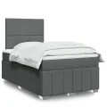 cadre de lit avec matelas gris foncé 120x190cm tissu