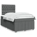 cadre de lit avec matelas gris foncé 120x190cm tissu