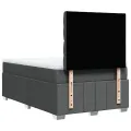 cadre de lit avec matelas gris foncé 120x190cm tissu