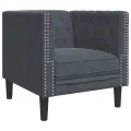 Fauteuil Chesterfield gris foncé velours