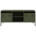Meuble TV vert olive 101,5x39x43,5 cm acier laminé à froid