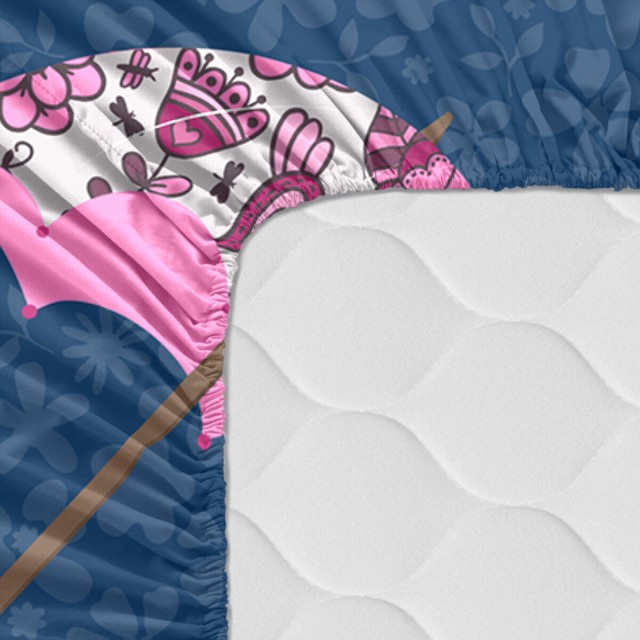 Onderlaken HappyFriday MR FOX Multicolour Donkerblauw 60 x 120 x 14 cm