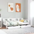 Lit de jour et tiroirs sans matelas blanc 90x190 cm bois massif