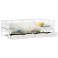 Lit de jour et tiroirs sans matelas blanc 90x190 cm bois massif
