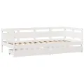 Lit de jour et tiroirs sans matelas blanc 90x190 cm bois massif
