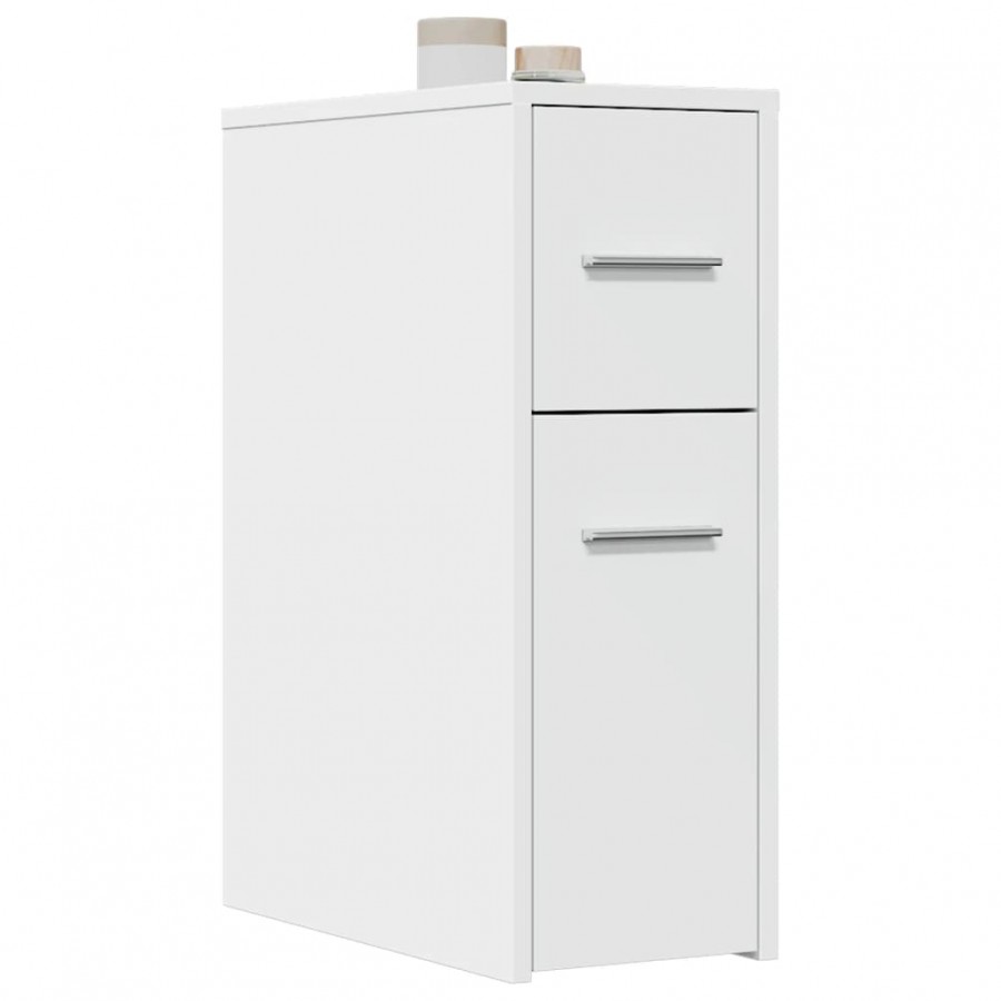 Armoire de salle de bain étroite avec roulettes blanc