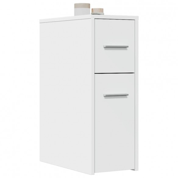 Armoire de salle de bain étroite avec roulettes blanc