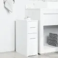 Armoire de salle de bain étroite avec roulettes blanc