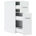 Armoire de salle de bain étroite avec roulettes blanc