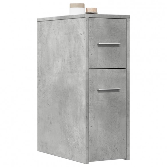 Armoire de salle de bain étroite avec roulettes gris béton